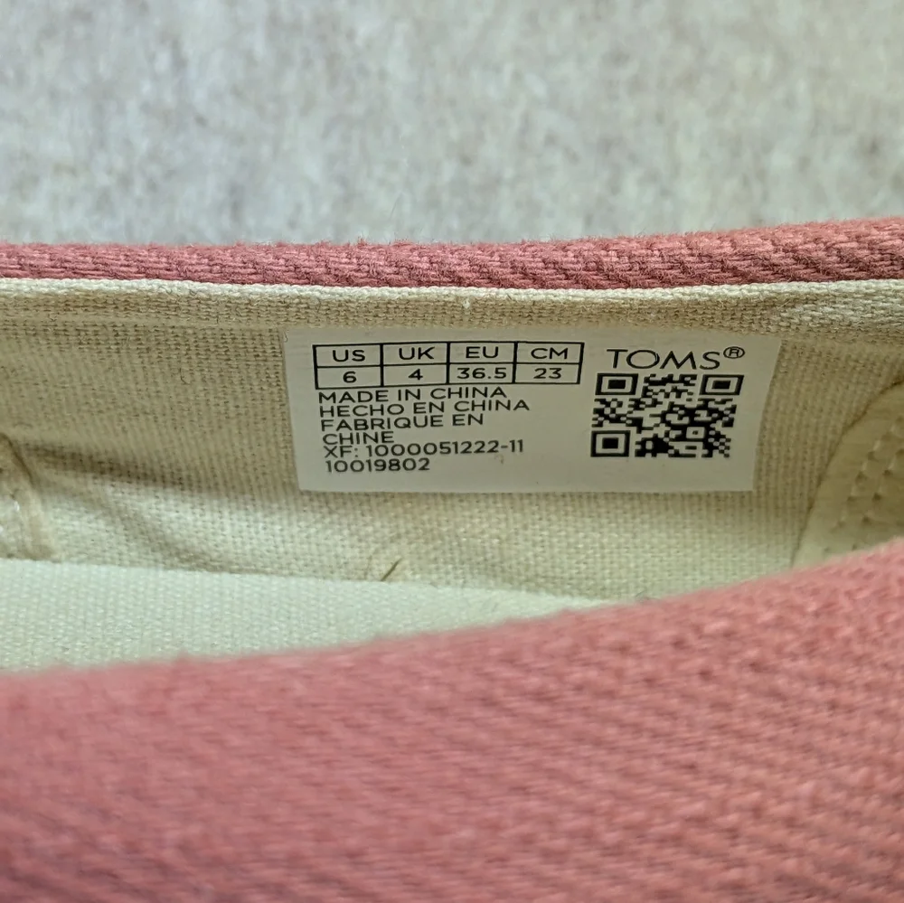 TOMS Women's Coral Canvas Rope Sole Espadrilles Beachy Natural Flats Size 6